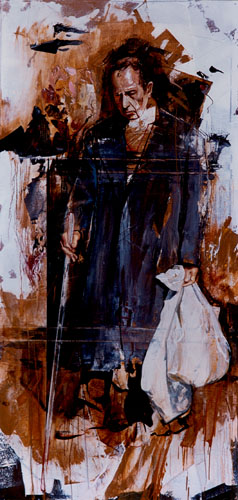 Blind Man on Fairfax, 1990, Oil on canvas 88 x 43.5 inches